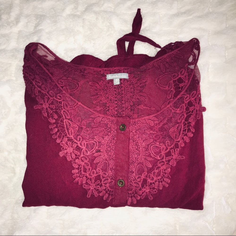 Charlotte Russe Quarter Sleeve Button Up Blouse